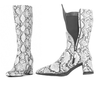 Women's Tall Heel Knee-High Boots – Snakeskin Print Wide Calf Boots with Chunky Heel and Zip-Up Design, Mid-Calf to Knee-High Style