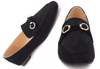 Women's Black Ballet Flat Shoes - Closed Pointed Toe Comfort Loafers, Slip-On Faux Suede Flats with Gold Accents, Water-Resistant & Slip-Resistant Sole