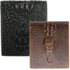 Crocodile Ultra Slim Genuine Leather Men’s Bifold Wallet, Vintage Personal with Alligator Embossed Design - DJ Comics