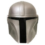 Mandalorian inspired silver latex helmet mask front view for Halloween costume cosplay
