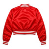 DST Greek Apparel L Cropped Satin Varsity Jacket