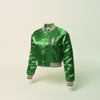 AKA Greek Apparel S Cropped Satin Varsity Jacket