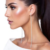 Shoulder Duster Silver Herringbone Chain Earrings