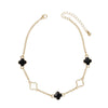 Anklet Gold Black Quatrefoil Dainty Ankle Chain