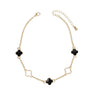 Anklet Gold Black Quatrefoil Dainty Ankle Chain