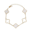 Anklet Gold Cream Quatrefoil 5 Motif Ankle Chain