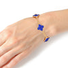 Chain Bracelet Blue Rhinestone Quatrefoil Clovers