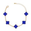 Chain Bracelet Blue Rhinestone Quatrefoil Clovers