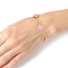 Gold Chain Bracelet Pink Quatrefoil Clovers Women