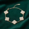White Encrusted Quatrefoil 5 Motif Chain Bracelet