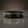 Bangle Marbled Black and Gold Quatrefoil Bracelet