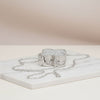 Mini Silver Quatrefoil Sparkle Crossbody Compact