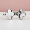 Mini Silver Quatrefoil Sparkle Crossbody Compact