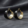Hoop Black Resin Coated Classic Wide Gold Earrings
