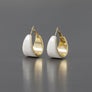 Hoop White Resin Coated Classic Wide Gold Earrings