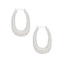 Hoops Twisted Silver Metal Oval Earrings for Women