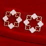 Stud Gold Clover Wreath Pink Earrings for Women