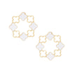 Stud Gold Clover Wreath White Earrings for Women