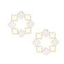 Stud Gold Clover Wreath White Earrings for Women