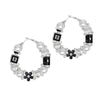 Hoop Uptown Glam Pearl Silver and Black Earrings