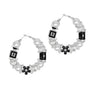 Hoop Uptown Glam Pearl Silver and Black Earrings