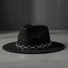 Black Fedora Hat with Black Silver Quatrefoil Band