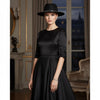 Black Fedora Hat with Black Silver Quatrefoil Band