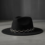 Black Fedora Hat with Black Silver Quatrefoil Band