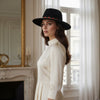 Black Fedora Hat with Red Gold Quatrefoil Band