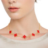 Necklace Gold Red Rhinestone Quatrefoil Clovers