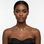 Black Encrusted Quatrefoil Motif Gold Necklace