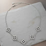 Black Encrusted Quatrefoil Motif Silver Necklace