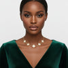 White Encrusted Quatrefoil 5 Motif Chain Necklace