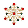 Brooch Stellar Snowflake Red Green Pin for Women