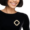 Brooch Gold Rhinestone Quatrefoil Clover Pin