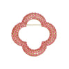Brooch Pink Rhinestone Quatrefoil Clover Pin