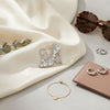 Glass Crystal High Heel and Heart Silver Brooch