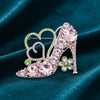 Glass Crystal High Heel and Heart AKA Brooch