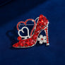 Glass Crystal High Heel and Heart Red Brooch