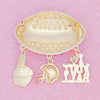 Brooch Football Team Spirit Navy and Orange Pin