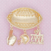 Brooch Football Team Spirit Orange and White Pin