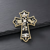 Black Brooch Elaborate Religious Cross Gold Pin