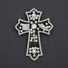 Black Brooch Elaborate Religious Cross Silver Pin