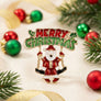 Brooch Merry Christmas Santa Swing Gold Pin