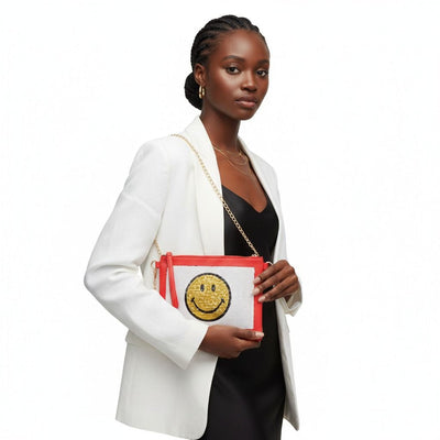 Smile Sequin Red Clutch