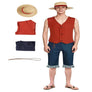 Men's Anime Costumes Halloween Luffy Cosplay Costume Monkey D Luffy Classic Costume with Straw Hat - DJ Comics