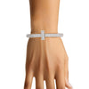 Cuff Silver 2 Row Pave Cross Hinge Bracelet Women