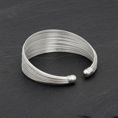 Cuff Silver Wire 35 Layer Bracelet for Women