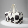 Travel Bag Cream Quilted Pretty Black Bow Duffel