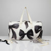 Travel Bag Cream Quilted Pretty Black Bow Duffel
